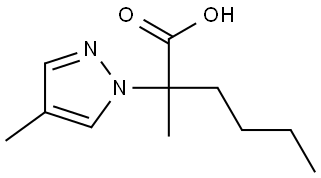 2-甲基-2-(4-甲基-1H-吡唑-1-基)己酸 结构式