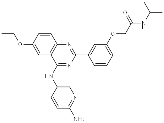 2-[3-[4-[(6-amino-3-pyridyl)amino]-6-ethoxy-quinazolin-2-yl]phenoxy]-N-isopropyl-acetamide 结构式