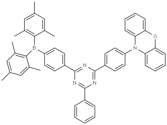 10-(4-(4-(4-(dimesitylboraneyl)phenyl)-6-phenyl-1,3,5-triazin-2-yl)phenyl)-10H-phenoxazine,2411109-32-3,结构式