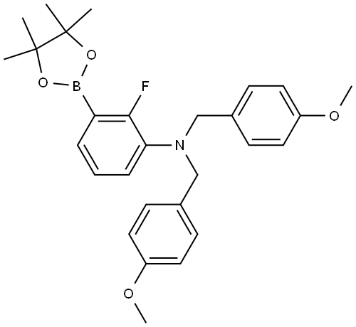 2-Fluoro-N,N-bis(4-methoxybenzyl)-3-(4,4,5,5-tetramethyl-1,3,2-dioxaborolan-2-yl)aniline Struktur