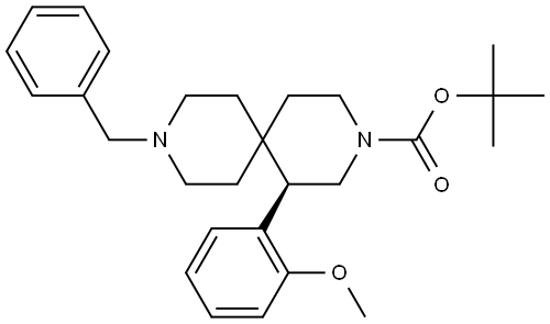 tert-butyl (R)-9-benzyl-1-(2-methoxyphenyl)-3,9-diazaspiro[5.5]undecane-3-carboxylate 结构式