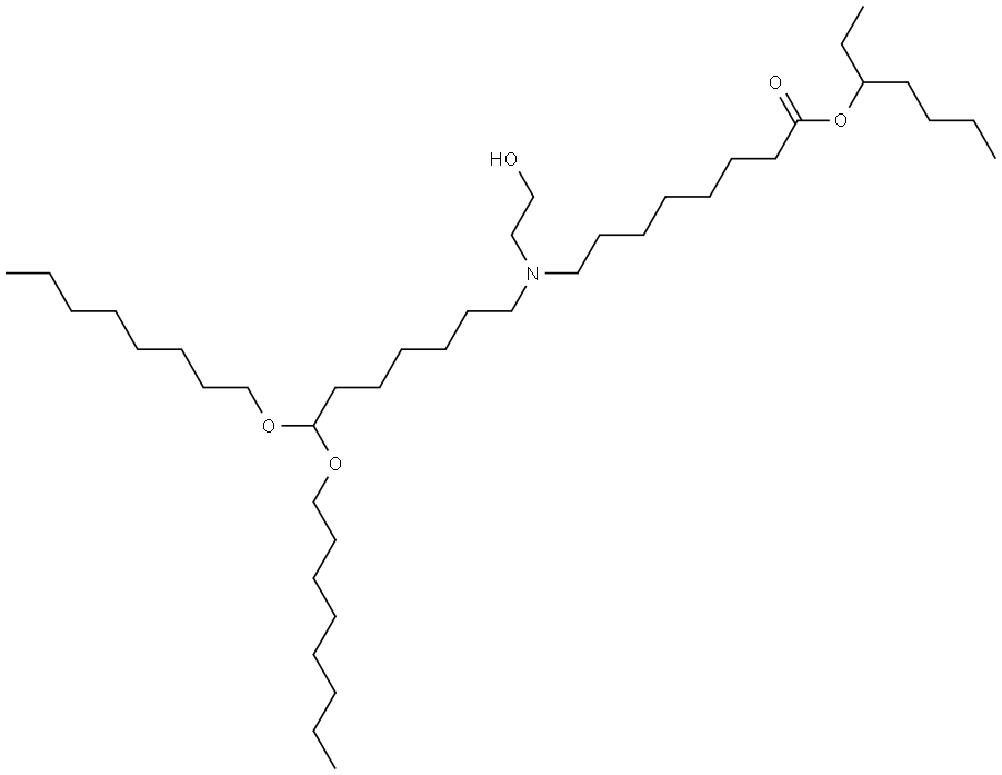 heptan-3-yl 8-((7,7-bis(octyloxy)heptyl)(2-hydroxyethyl)amino)octanoate Structure