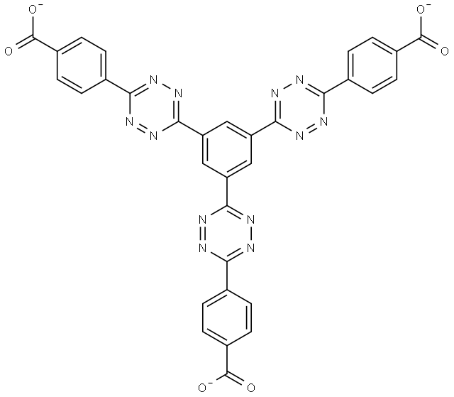 4,4',4''-(benzene-1,3,5-triyltris(1,2,4,5-tetrazine-6,3-diyl))tribenzoate 化学構造式