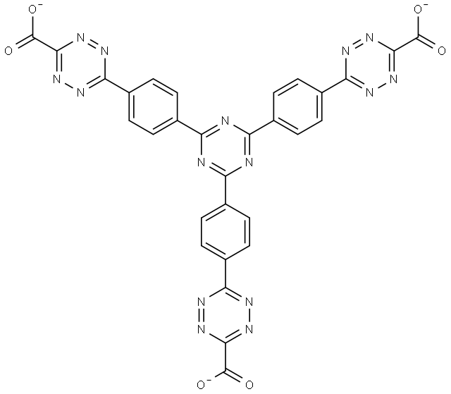 6,6',6''-((1,3,5-triazine-2,4,6-triyl)tris(benzene-4,1-diyl))tris(1,2,4,5-tetrazine-3-carboxylate) 结构式