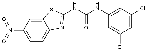 Urea, N-(3,5-dichlorophenyl)-N′-(6-nitro-2-benzothiazolyl)-,2415653-55-1,结构式