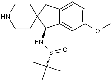 (1S)-1-[[(R)-tert-butylsulfinyl]amino]-6-methoxy-spiro[indane-2,4'-piperidine Structure