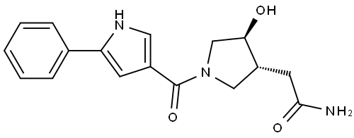 2-((3R,4S)-4-hydroxy-1-(5-phenyl-1H-pyrrole-3-carbonyl)pyrrolidin-3-yl)acetamide Structure