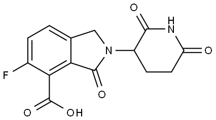 2-(2,6-dioxopiperidin-3-yl)-5-fluoro-3-oxoisoindoline-4-carboxylic acid Struktur