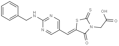 2445990-92-9 3-Thiazolidineacetic acid, 4-oxo-5-[[2-[(phenylmethyl)amino]-5-pyrimidinyl]methylene]-2-thioxo-, (5Z)-