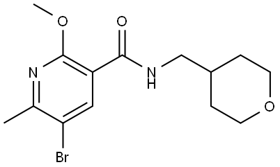 5-bromo-2-methoxy-6-methyl-N-((tetrahydro-2H-pyran-4-yl)methyl)nicotinamide Struktur