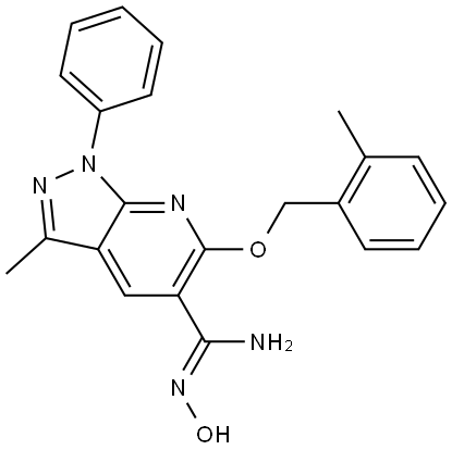 1H-Pyrazolo[3,4-b]pyridine-5-carboximidamide, N′-hydroxy-3-methyl-6-[(2-methylphenyl)methoxy]-1-phenyl-, [C(Z)]- Structure