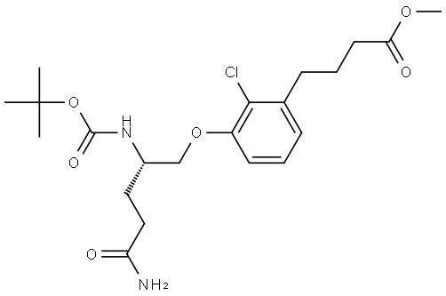 methyl (S)-4-(3-((5-amino-2-((tert-butoxycarbonyl)amino)-5-oxopentyl)oxy)-2-chlorophenyl)butanoate Structure