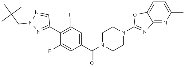 (3,5-difluoro-4-(2-neopentyl-2H-1,2,3-triazol-4-yl)phenyl)(4-(5-methyloxazolo[4,5-b]pyridin-2-yl)piperazin-1-yl)methanone Structure
