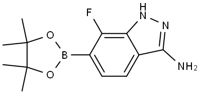 1H-Indazol-3-amine, 7-fluoro-6-(4,4,5,5-tetramethyl-1,3,2-dioxaborolan-2-yl)- Struktur