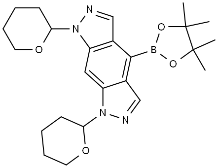 Pyrazolo[4,3-f]indazole, 1,7-dihydro-1,7-bis(tetrahydro-2H-pyran-2-yl)-4-(4,4,5,5-tetramethyl-1,3,2-dioxaborolan-2-yl)- Struktur