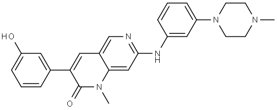 1,6-Naphthyridin-2(1H)-one, 3-(3-hydroxyphenyl)-1-methyl-7-[[3-(4-methyl-1-piperazinyl)phenyl]amino] 结构式