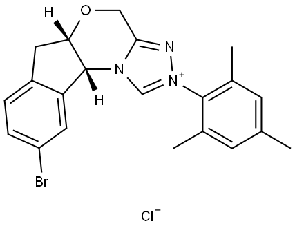 (5aS,10bR)-9-Bromo-5a,10b-dihydro-2-(2,4,6-trimethylphenyl)-4H,6H-Indeno[2,1-b][1,2,4]triazolo[4,3-d][1,4]oxazinium Chloride Structure