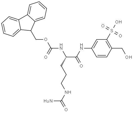 Fmoc-Cit-Sulfo-PAB-OH,2563871-69-0,结构式
