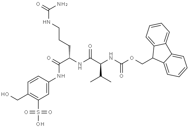 Fmoc-Val-Cit-Sulfo-PAB,2563873-80-1,结构式