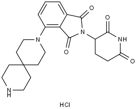 4-(3,9-diazaspiro[5.5]undecan-3-yl)-2-(2,6-dioxo-3-piperidyl)isoindoline-1,3-dione hydrochloride Struktur