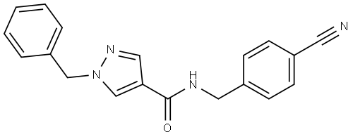 1H-Pyrazole-4-carboxamide, N-[(4-cyanophenyl)methyl]-1-(phenylmethyl)-,2577281-79-7,结构式