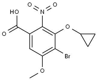 4-Bromo-3-(cyclopropyloxy)-5-methoxy-2-nitrobenzoic acid 结构式