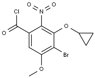 4-Bromo-3-(cyclopropyloxy)-5-methoxy-2-nitrobenzoyl chloride 结构式