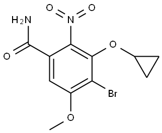 4-Bromo-3-(cyclopropyloxy)-5-methoxy-2-nitrobenzamide 化学構造式