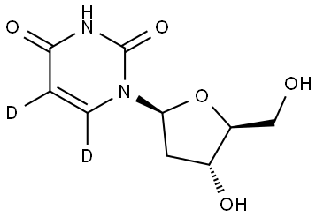 1-((2S,4R,5S)-4-hydroxy-5-(hydroxymethyl)tetrahydrofuran-2-yl)pyrimidine-2,4(1H,3H)-dione-5,6-d2 Structure