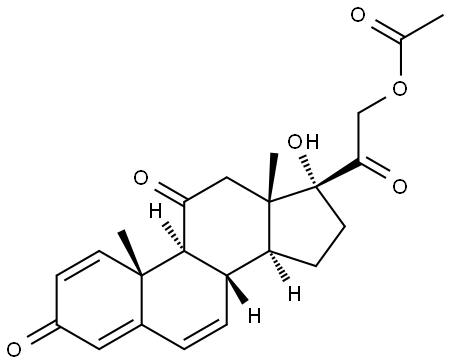 17α,21-Dihydroxypregna-1,4,6-triene-3,11,20-trione 21-acetate Struktur
