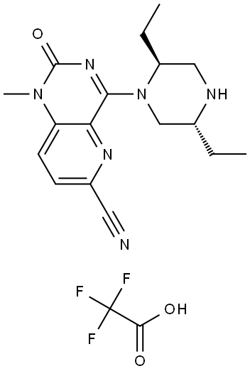 4-[(2S,5R)-2,5-diethylpiperazin-1-yl]-1-methyl-2-oxo-1H,2H-pyrido[3,2-d]pyrimidine-6-carbonitrile trifluoroacetic acid Structure