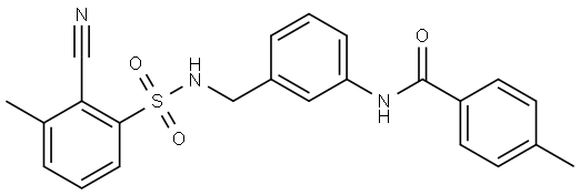 N-[3-[(2-氰基-3-甲基苯基磺酰氨基)甲基]苯基]-4-甲基苯甲酰胺 结构式