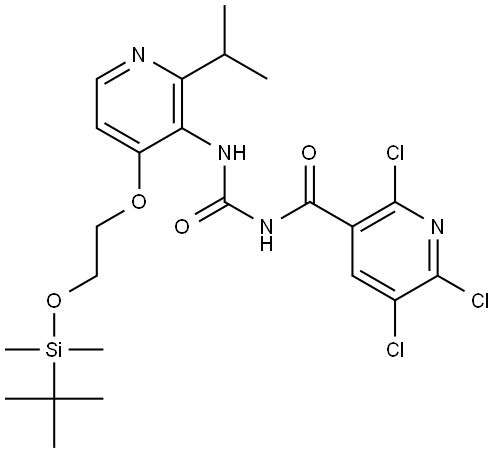 N-((4-(2-((tert-butyldimethylsilyl)oxy)ethoxy)-2-isopropylpyridin-3-yl)carbamoyl)-2,5,6-trichloronicotinamide Struktur