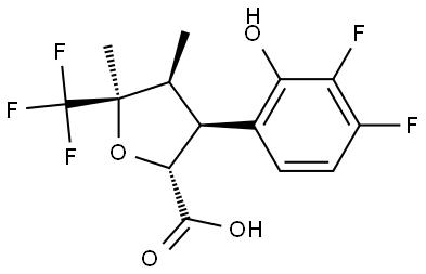 rac-(2R,3S,4S,5R)-3-(3,4-difluoro-2-hydroxyphenyl)-4,5-dimethyl-5-(trifluoromethyl)tetrahydrofuran-2-carboxylic acid Structure