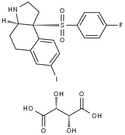 (3aR,9bR)-9b-((4-fluorophenyl)sulfonyl)-7-iodo-2,3,3a,4,5,9b-hexahydro-1H-benzo[e]indol-3-ium (2R,3R)-3-carboxy-2,3-dihydroxypropanoate 结构式