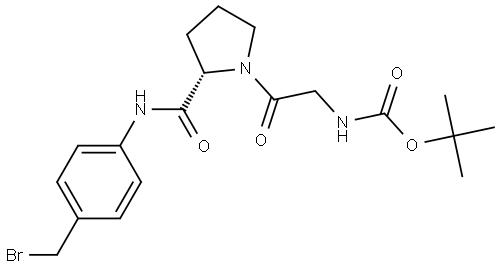 tert-Butyl (S)-(2-(2-((4-(bromomethyl)phenyl)carbamoyl)pyrrolidin-1-yl)-2-oxoethyl)carbamate Structure