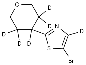 5-bromo-2-(tetrahydro-2H-pyran-4-yl-3,3,4,5,5-d5)thiazole-4-d 结构式