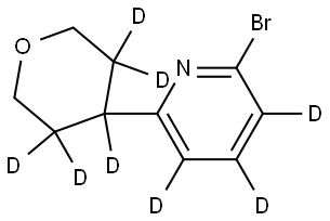 2-bromo-6-(tetrahydro-2H-pyran-4-yl-3,3,4,5,5-d5)pyridine-3,4,5-d3,2697163-12-3,结构式