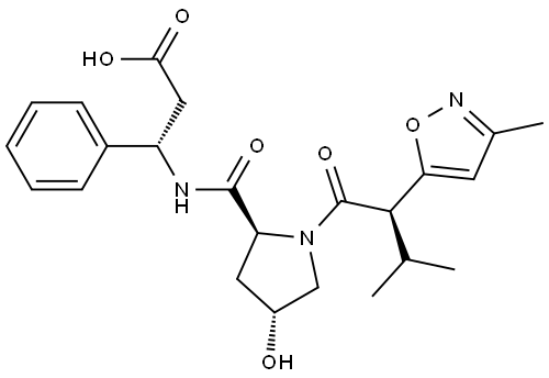 (S)-3-((2S,4R)-4-羟基-1-((R)-3-甲基-2-(3-甲基异恶唑-5-基)丁酰基)吡咯烷-2-甲酰胺基)-3-苯基丙酸,2701565-76-4,结构式