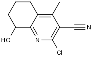 2-chloro-8-hydroxy-4-methyl-5,6,7,8-tetrahydroquinoline-3-carbonitrile Struktur
