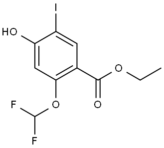 Ethyl 2-(difluoromethoxy)-4-hydroxy-5-iodobenzoate 结构式