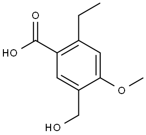 2-Ethyl-5-(hydroxymethyl)-4-methoxybenzoic acid 化学構造式