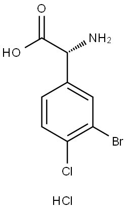 (R)-2-amino-2-(3-bromo-4-chlorophenyl)acetic acid hydrochloride 结构式