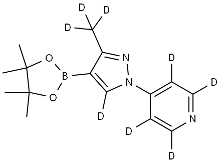 4-(3-(methyl-d3)-4-(4,4,5,5-tetramethyl-1,3,2-dioxaborolan-2-yl)-1H-pyrazol-1-yl-5-d)pyridine-2,3,5,6-d4 Structure