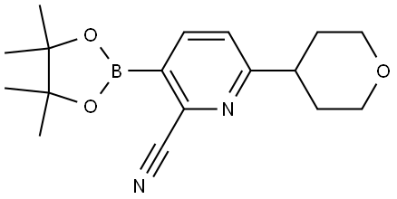 6-(tetrahydro-2H-pyran-4-yl)-3-(4,4,5,5-tetramethyl-1,3,2-dioxaborolan-2-yl)picolinonitrile Structure