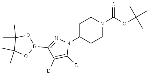 tert-butyl 4-(3-(4,4,5,5-tetramethyl-1,3,2-dioxaborolan-2-yl)-1H-pyrazol-1-yl-4,5-d2)piperidine-1-carboxylate 化学構造式