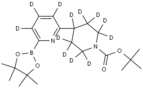 tert-butyl 4-(6-(4,4,5,5-tetramethyl-1,3,2-dioxaborolan-2-yl)pyridin-2-yl-3,4,5-d3)piperidine-1-carboxylate-2,2,3,3,4,5,5,6,6-d9 Structure