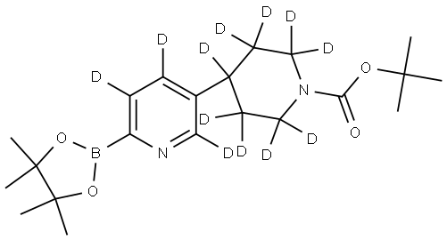 tert-butyl 4-(6-(4,4,5,5-tetramethyl-1,3,2-dioxaborolan-2-yl)pyridin-3-yl-2,4,5-d3)piperidine-1-carboxylate-2,2,3,3,4,5,5,6,6-d9 Structure