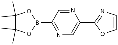 2-(5-(4,4,5,5-tetramethyl-1,3,2-dioxaborolan-2-yl)pyrazin-2-yl)oxazole Struktur