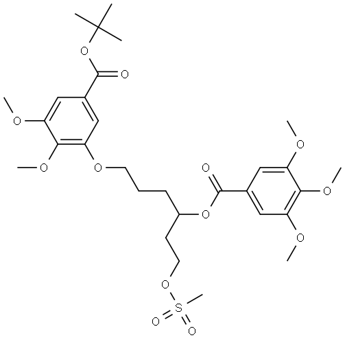 6-(5-(tert-butoxycarbonyl)-2,3-dimethoxyphenoxy)-1-((methylsulfonyl)oxy)hexan-3-yl 3,4,5-trimethoxybenzoate Structure